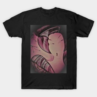 pink art deco geisha girl by Jackie Smith for House of Harlequin T-Shirt